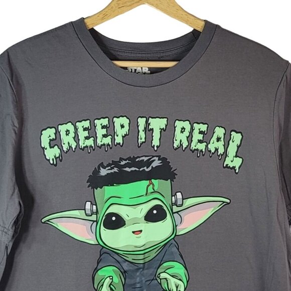 Star Wars Halloween Baby Yoda T Shirt Gray XL Creep It Real Frankenstein - Picture 2 of 6